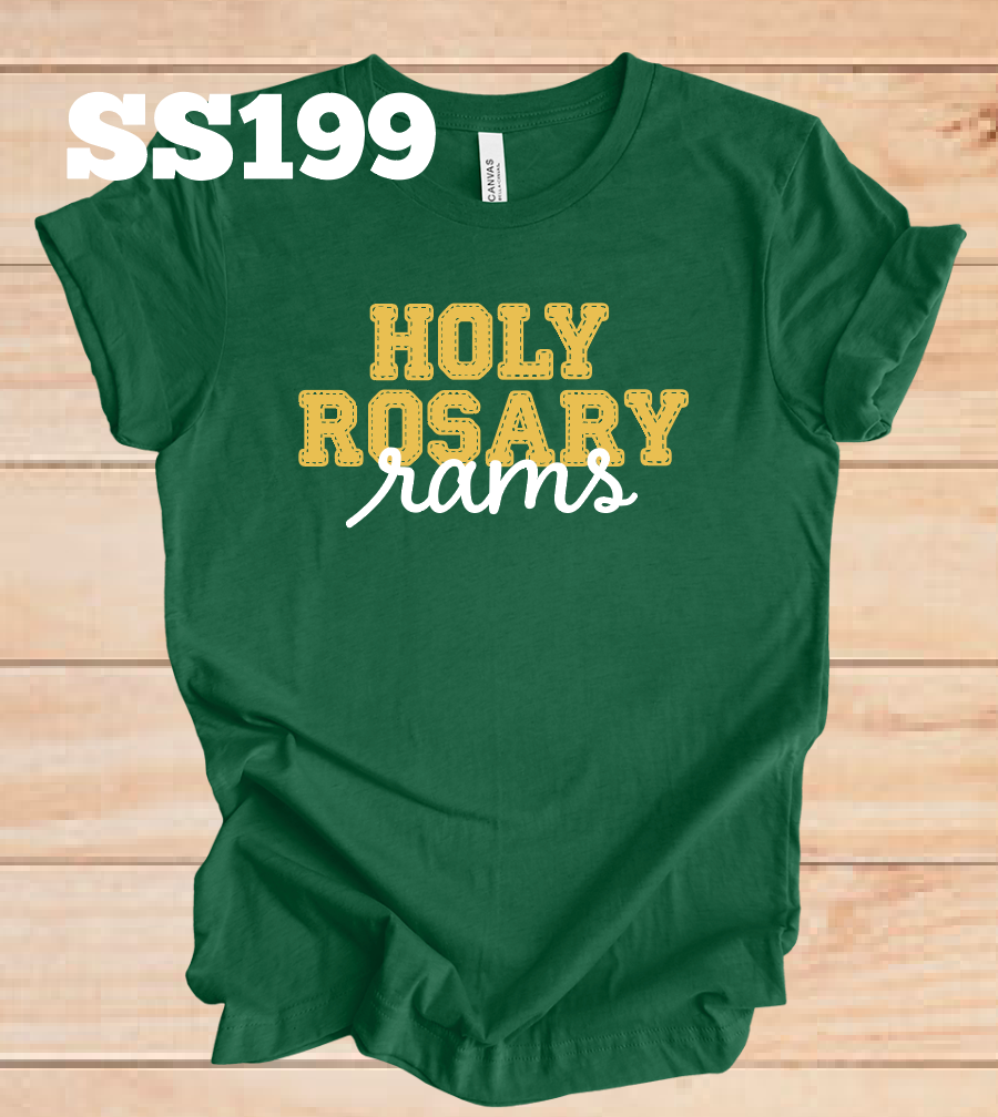 Holy Rosary Rams Faux Stitched