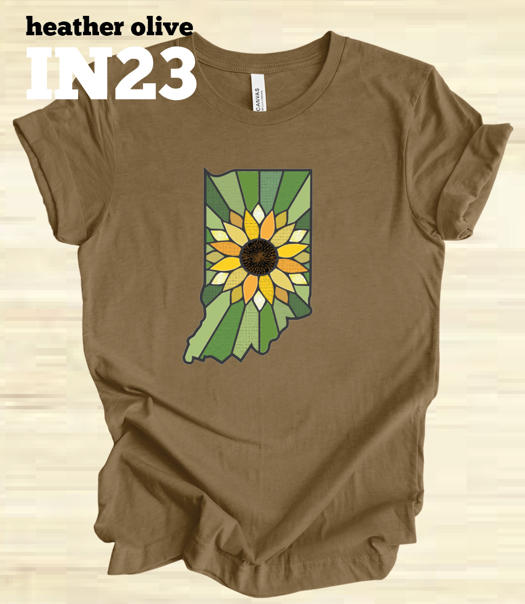 Indiana Stained Glass Sunflower & Field