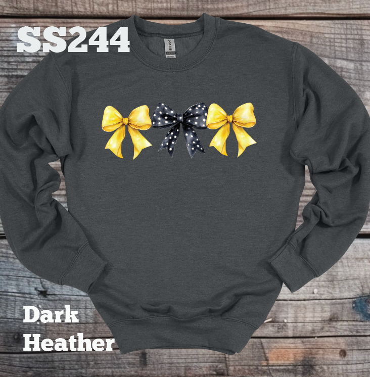 Yellow/Black Polka Dot Bow Crew