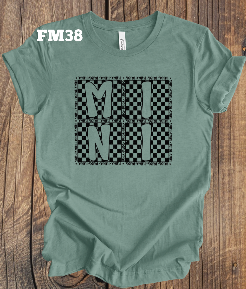 Mini Checkerboard on Dusty Blue