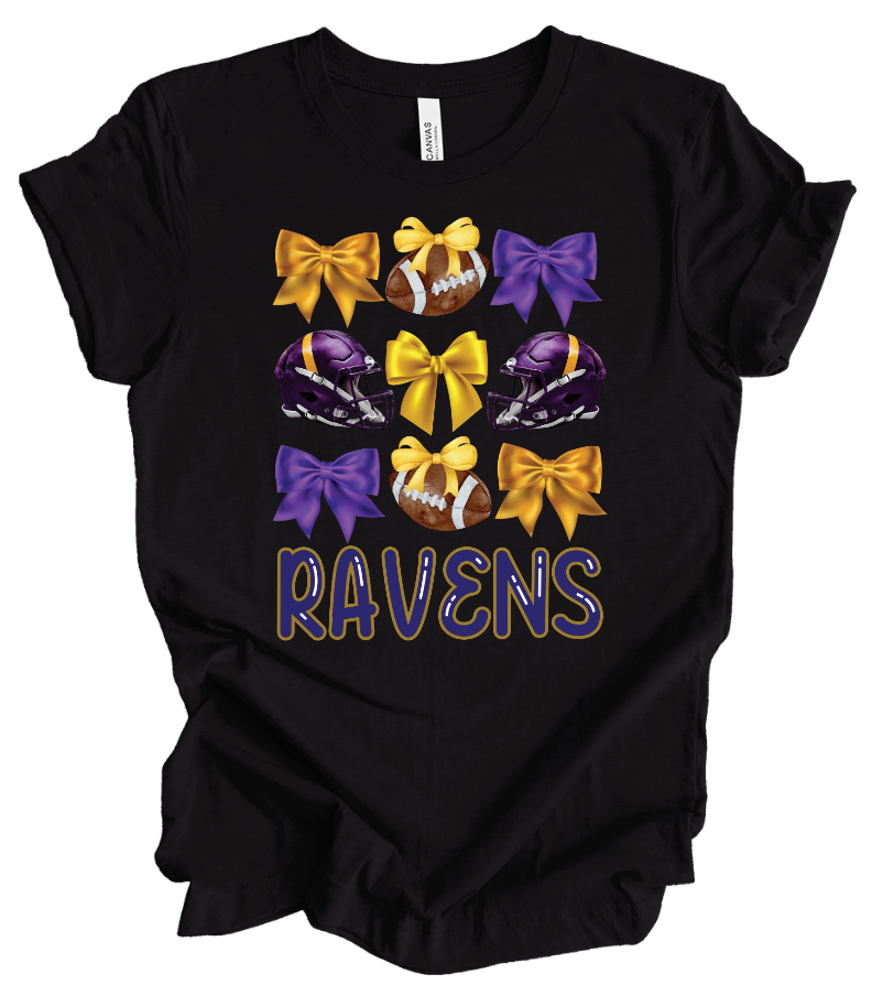 EJFL Ravens Coquette Bows 3x3