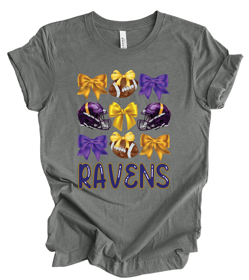 EJFL Ravens Coquette Bows 3x3
