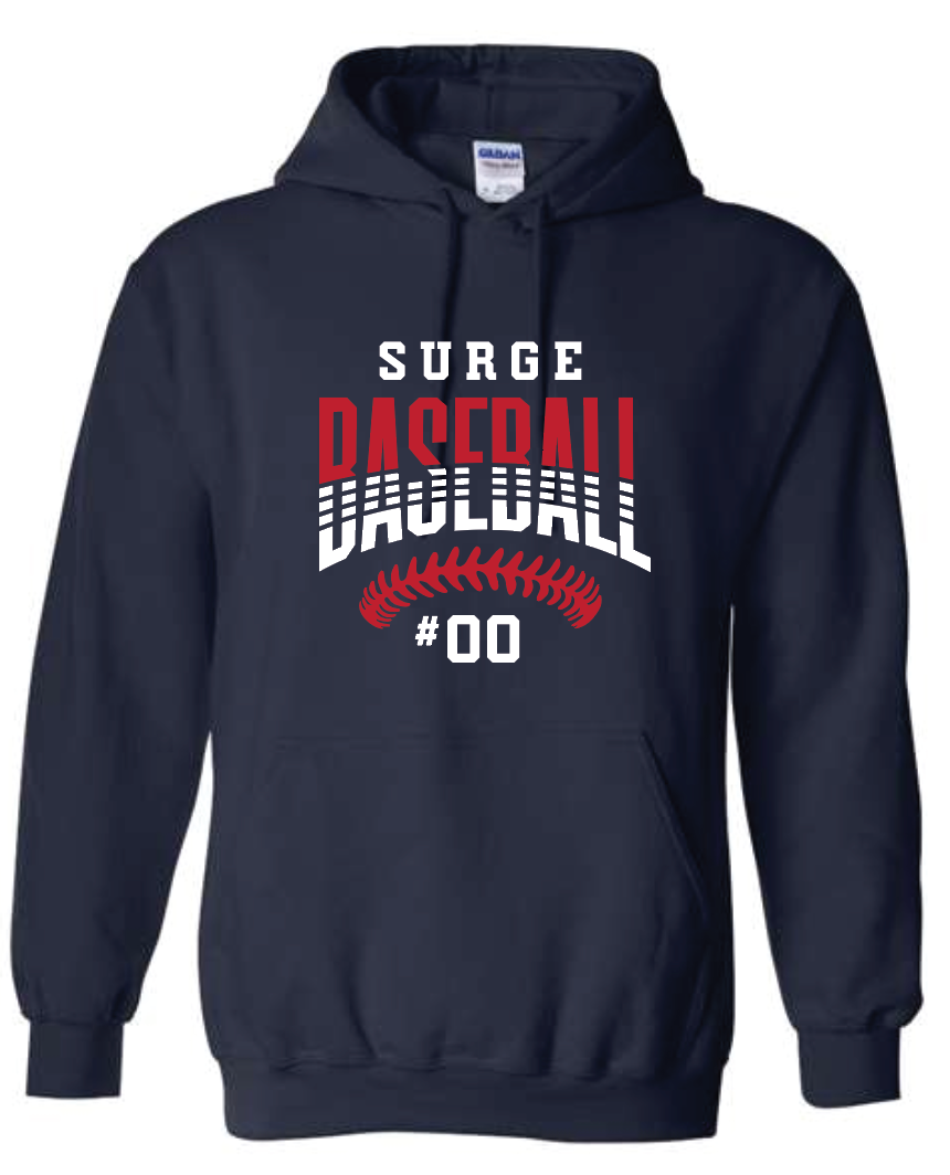 Surge Baseball Stitches w/ Custom Number Hoodie