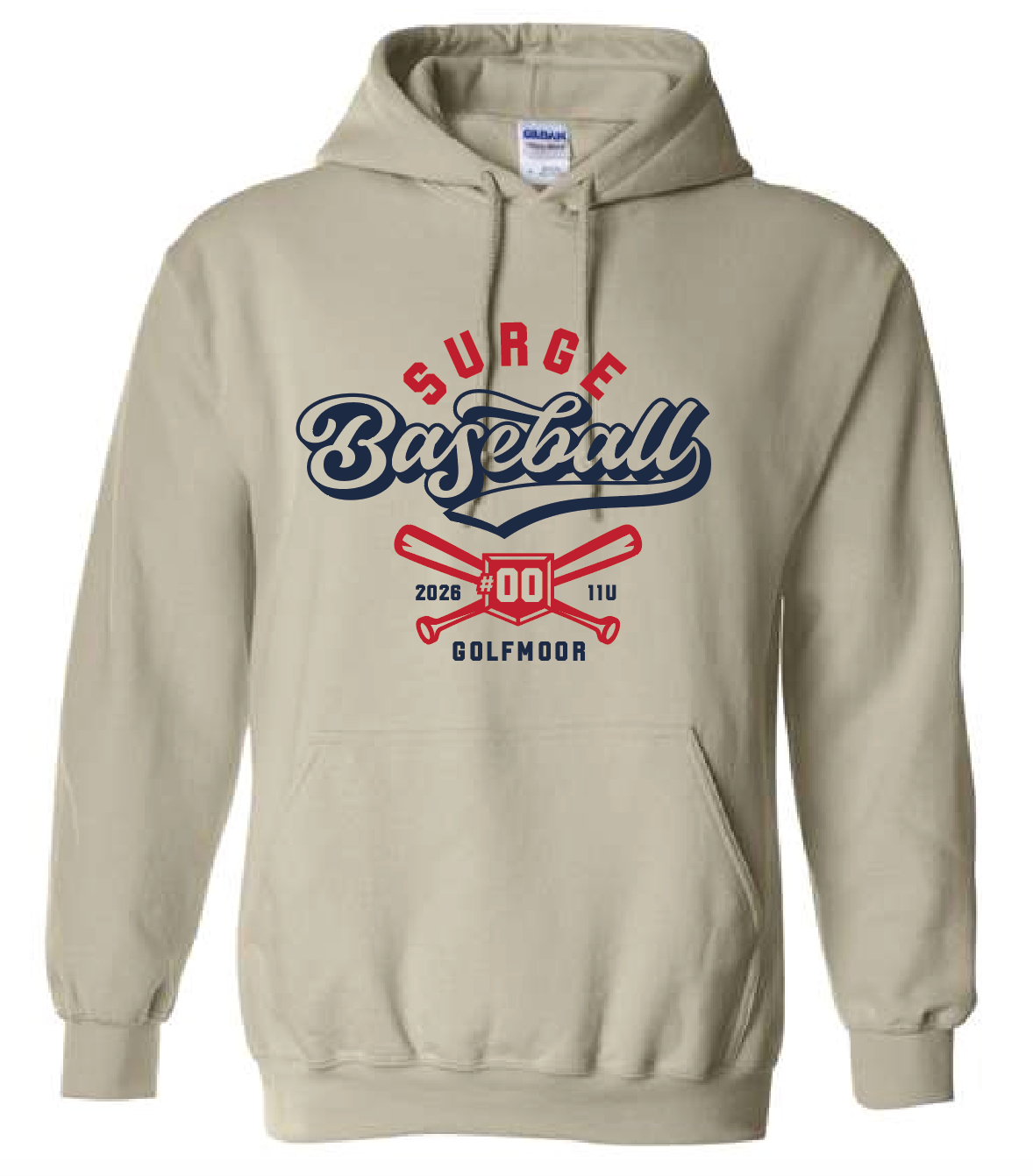 Surge Baseball 2026 11U w/ Custom Number Hoodie