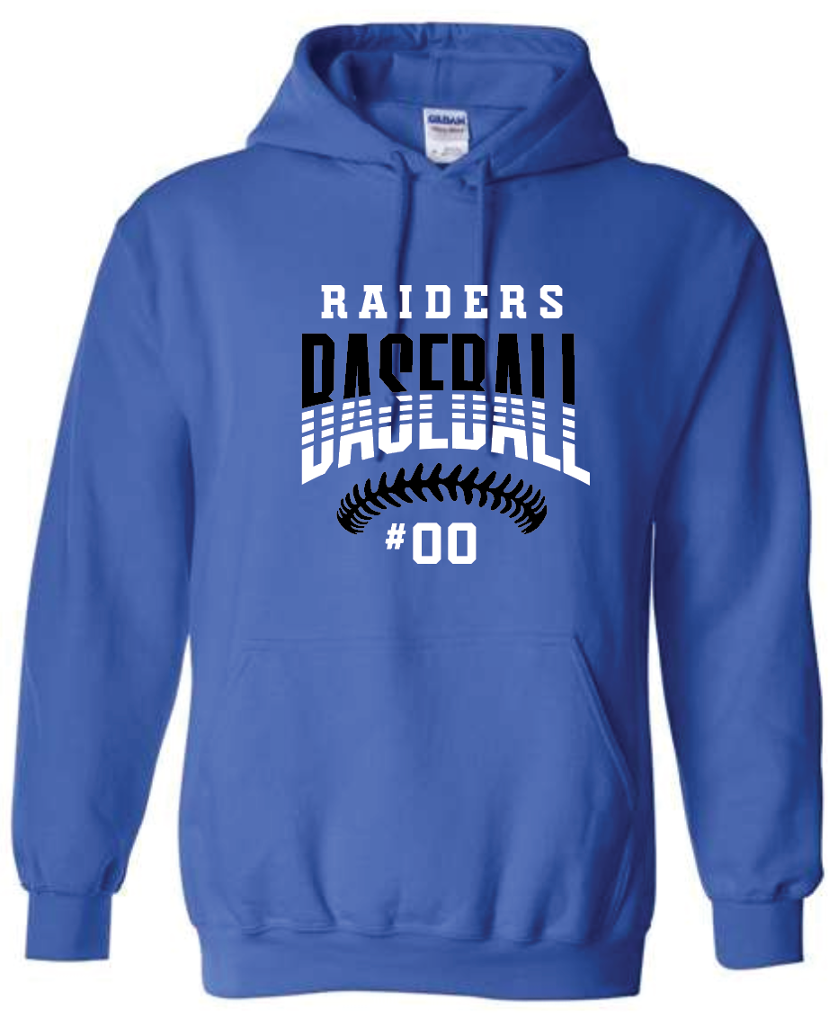Raiders Baseball Stitches w/ Custom Number Hoodie