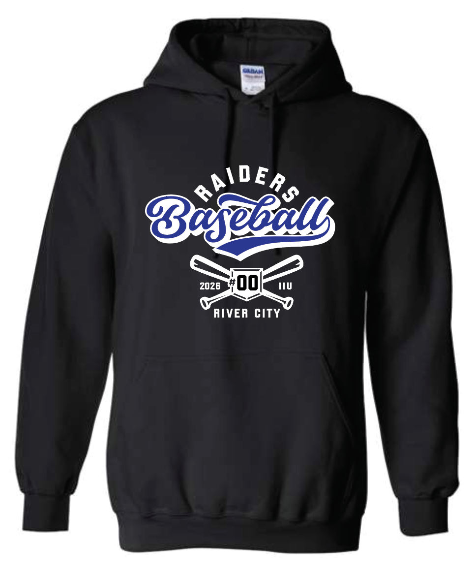 Raiders Baseball 2026 11U w/ Custom Number Hoodie