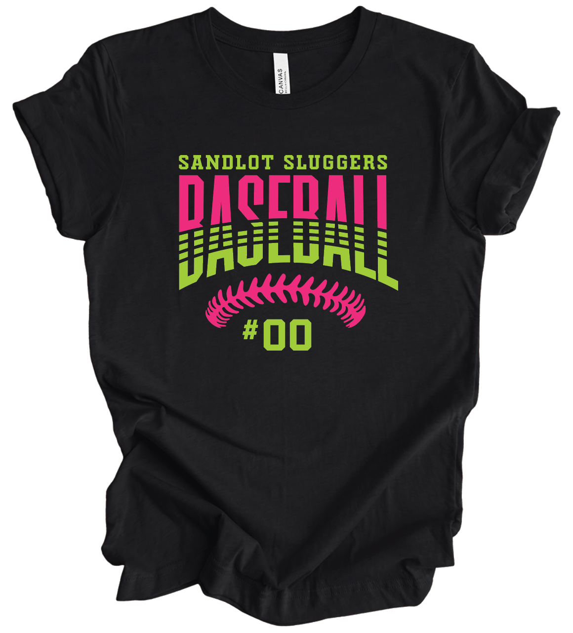 Sandlot Sluggers Baseball Stitches w/ Custom Number