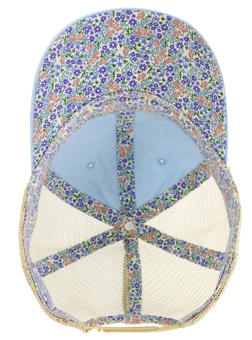 Floral Hat - Cashmere Blue Floral Mesh