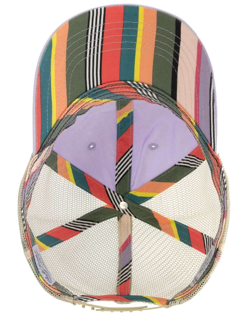 Floral Hat - Lavender Stripes Mesh
