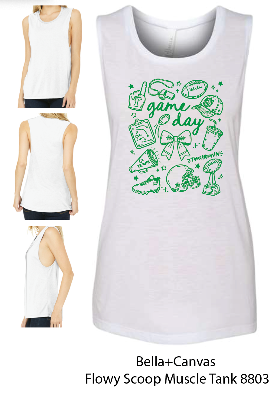 Football Game Day Illustrated - LADIES FIT Bella Tanks