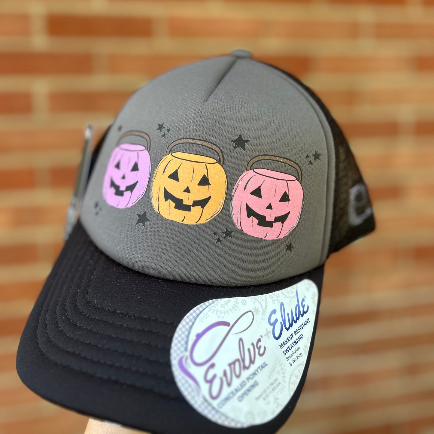 Jack-o-Lantern Hat C - Ladies Ponytail Hat