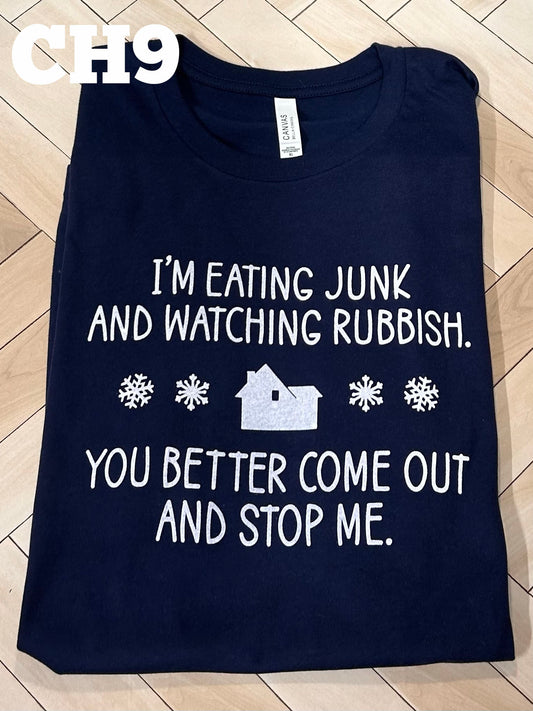 Home Alone Eating Junk and Watching Rubbish - Navy