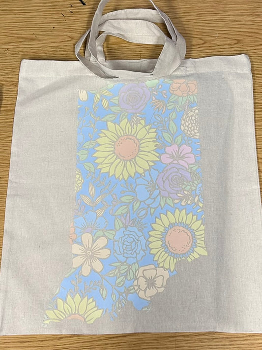 Pastel Indiana Floral Gift Bag/Library/Grocery Bag - In-Stock