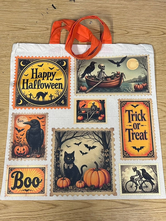 Vintage Halloween Stamp Gift Bag/Library/Grocery Bag - In-Stock