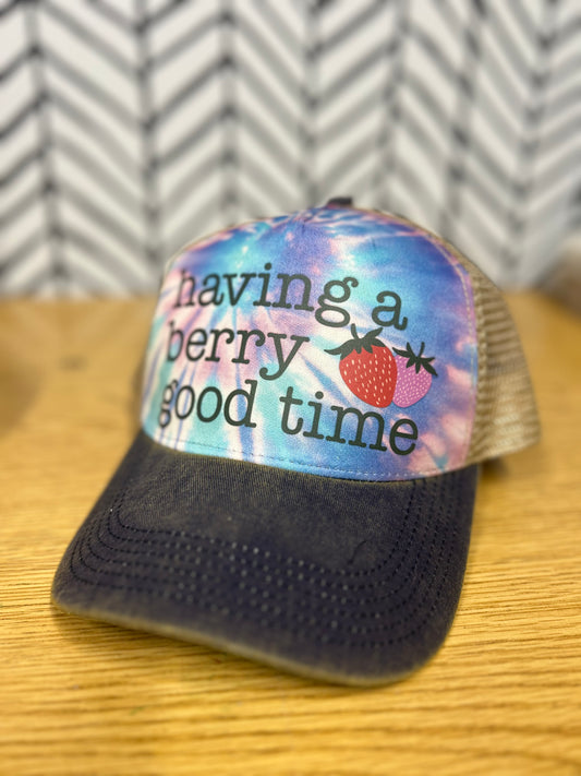 Having a Berry Good Time Strawberry Hat (Tie-Dye)