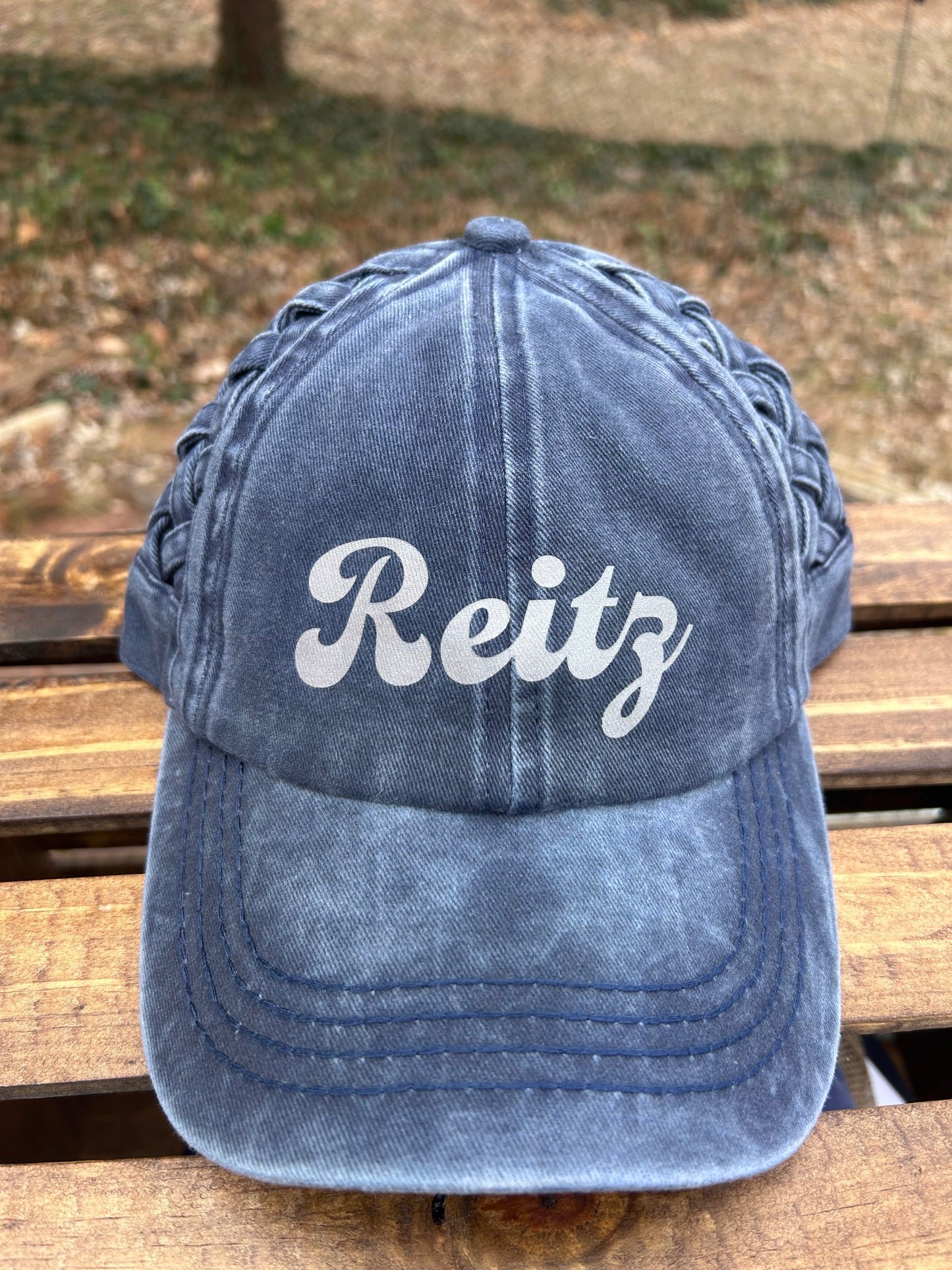 ONE AVAILABLE - Reitz Basketweave Hat - Navy
