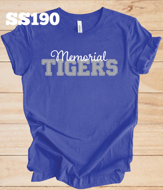 Memorial Tigers Faux Stitched