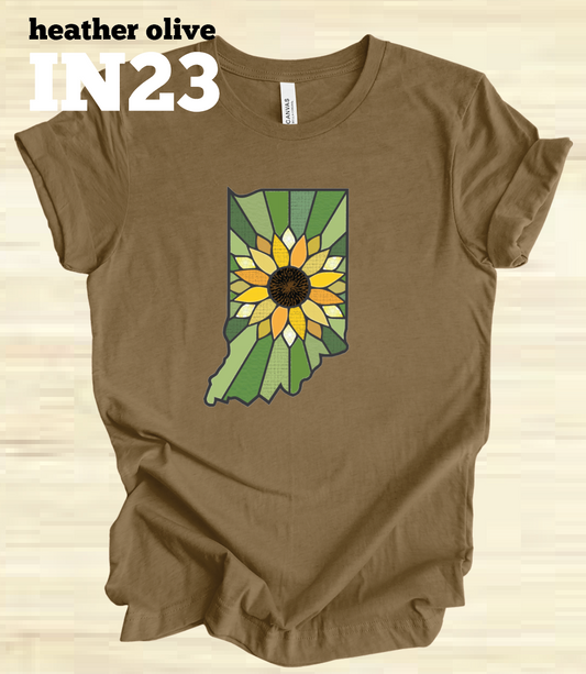 Indiana Stained Glass Sunflower & Field