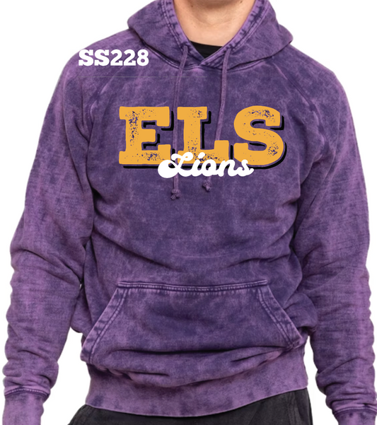 Big ELS Lions Vintage Hoodie (Cloud Purple)