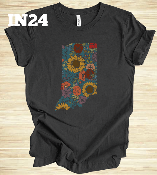 Indiana Floral - Full Color on Dark Gray