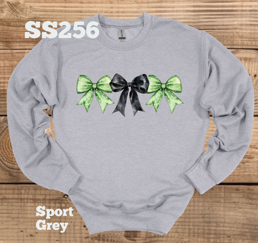 Green Polka Dot/Black Bow Crew