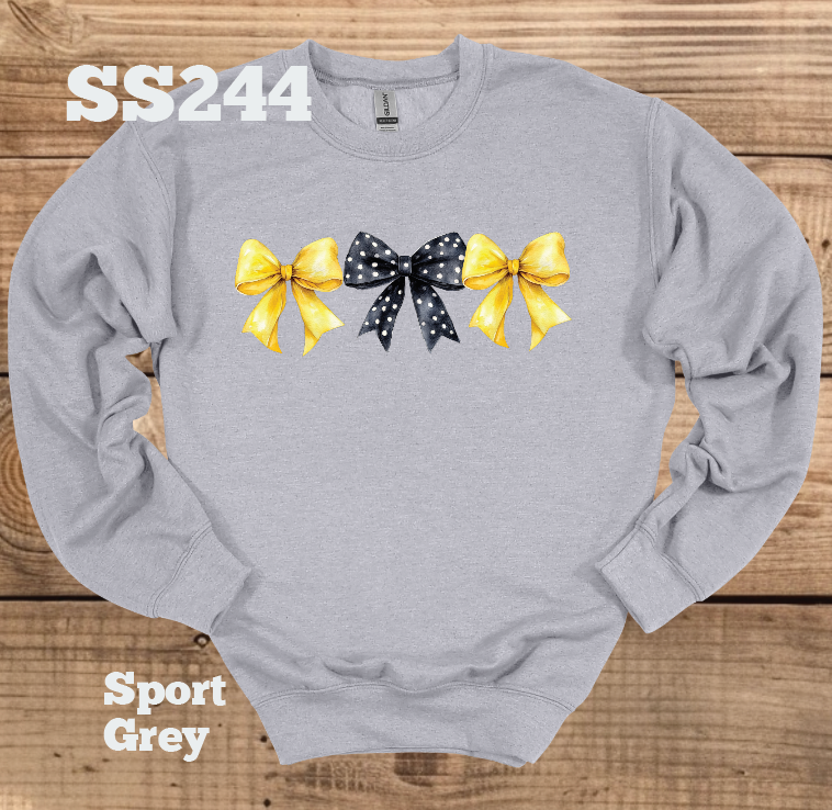 Yellow/Black Polka Dot Bow Crew