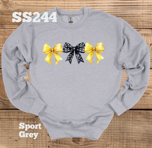 Yellow/Black Polka Dot Bow Crew