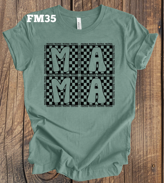 Mama Checkerboard on Dusty Blue