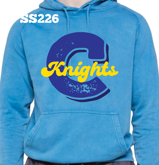Big C Castle Knights Vintage Hoodie (Vintage Lake)
