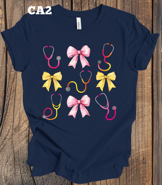 Stethoscopes & Bows - Pink/Yellow