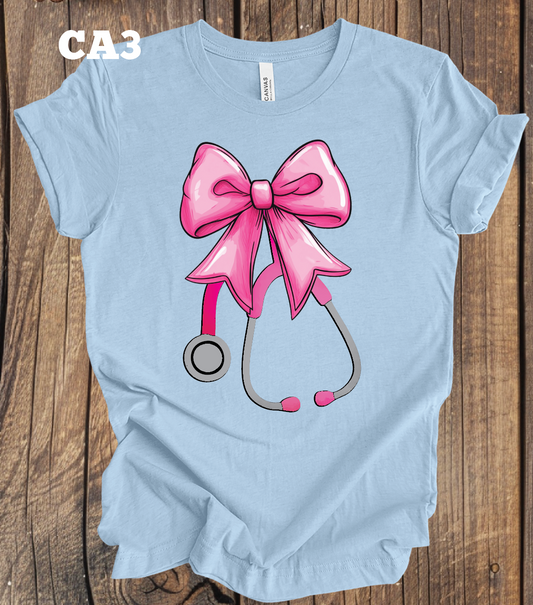 Stethoscope & Bow - Bright Pink