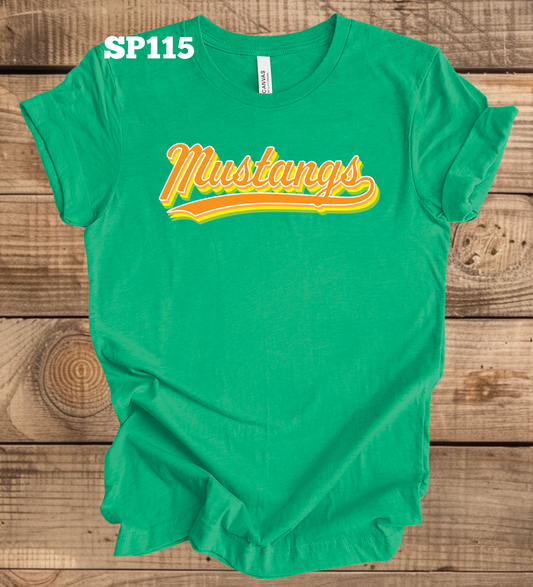 Golfmoor Mustangs - Vintage Stacked Baseball Script