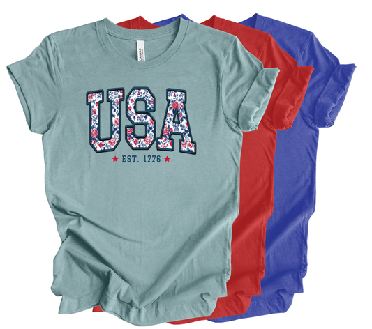 USA Faux Embroidered
