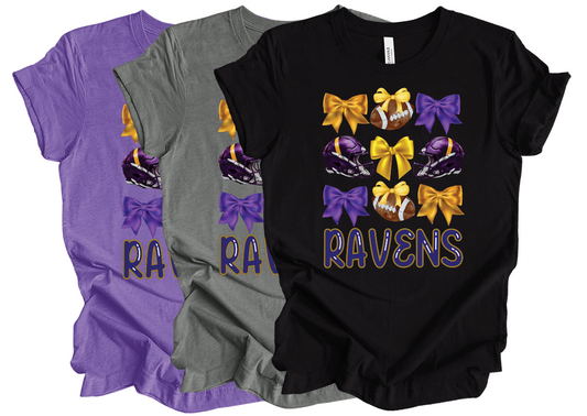 EJFL Ravens Coquette Bows 3x3