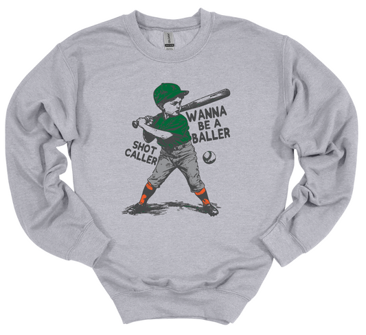 Vintage Baseball Boy Green/Orange Crew Sweatshirt