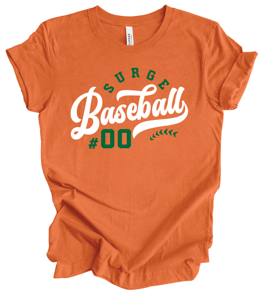 Surge Baseball Vintage Script w/ Custom Number