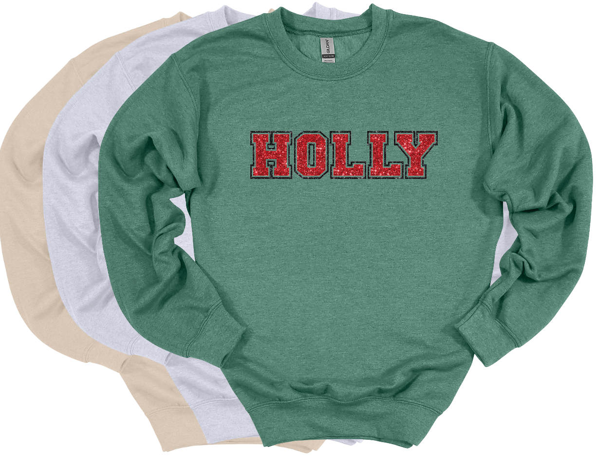 Holly - Faux Glitter Crew