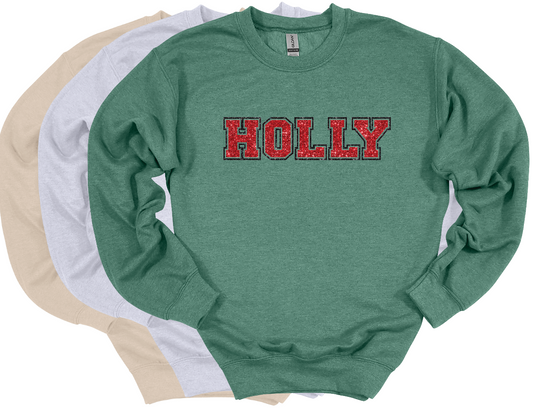 Holly - Faux Glitter Crew