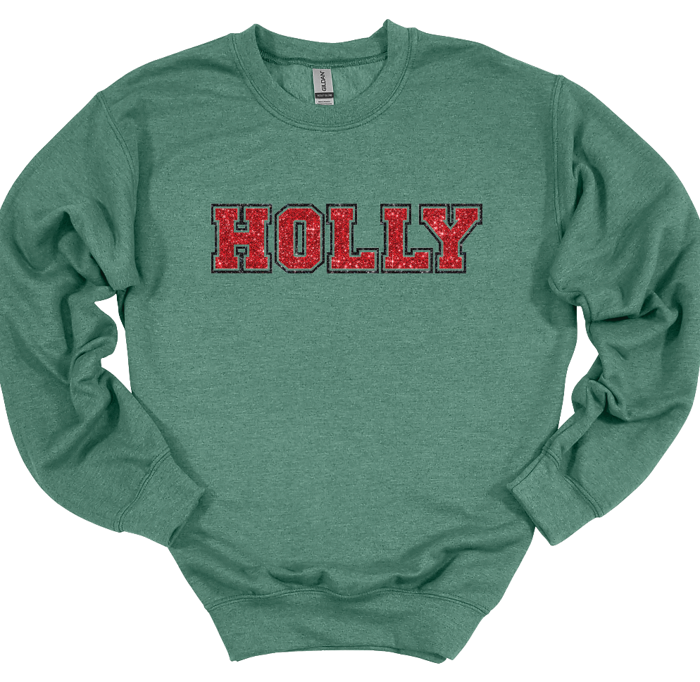 Holly - Faux Glitter Crew