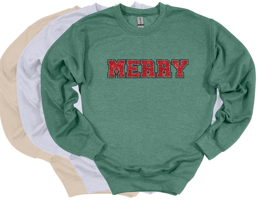 Merry - Faux Glitter Crew