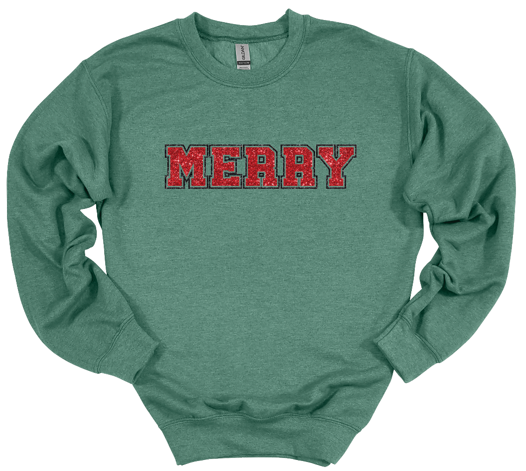 Merry - Faux Glitter Crew