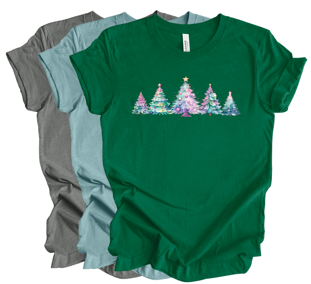 Blue Pastel Christmas Trees