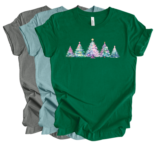 Blue Pastel Christmas Trees