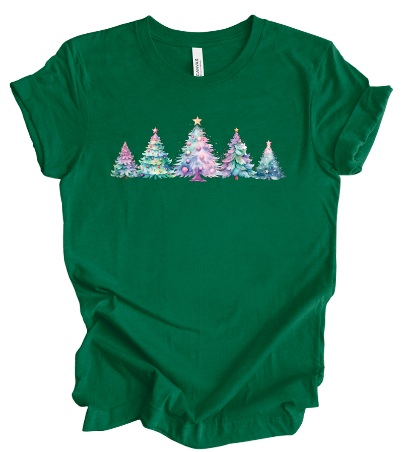 Blue Pastel Christmas Trees