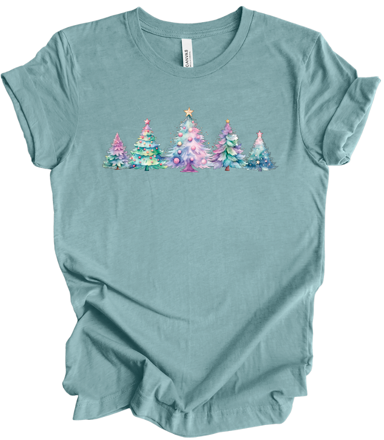 Blue Pastel Christmas Trees