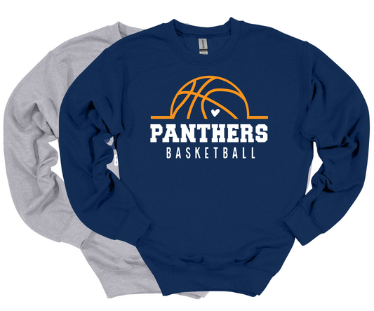 Panthers Basketball Heart - Crew or Hoodie