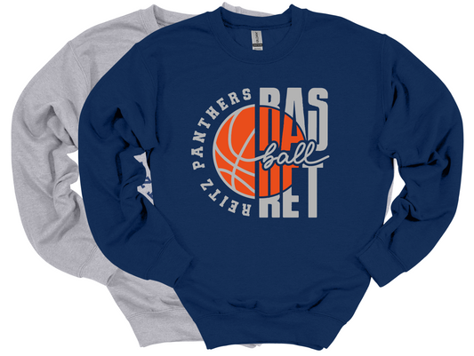 Panthers Basketball Stacked - Crew or Hoodie