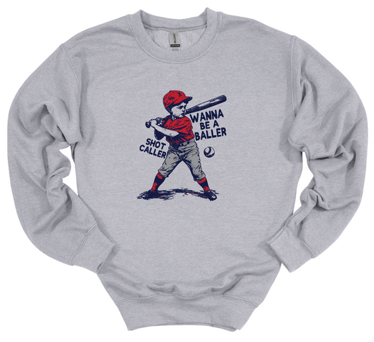 Vintage Baseball Boy Navy/Red Crew Sweatshirt