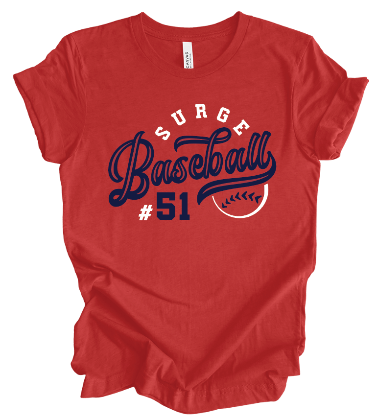 Surge Baseball Vintage Script w/ Custom Number