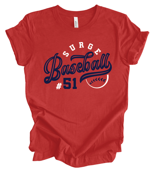 Surge Baseball Vintage Script w/ Custom Number